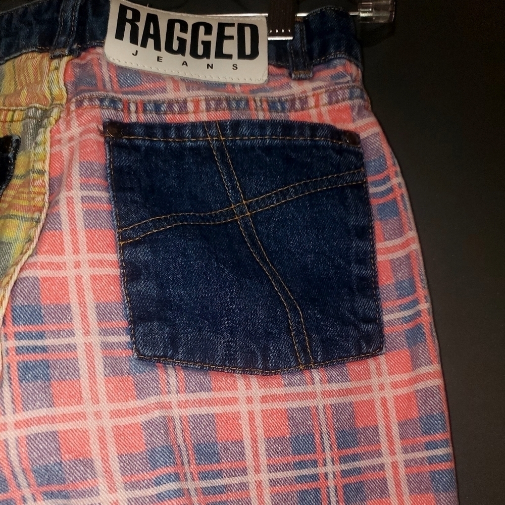 The Ragged Priest Jeans Plaid Funky Abstract Neon Dollskills Size 26 - Picture 9 of 13